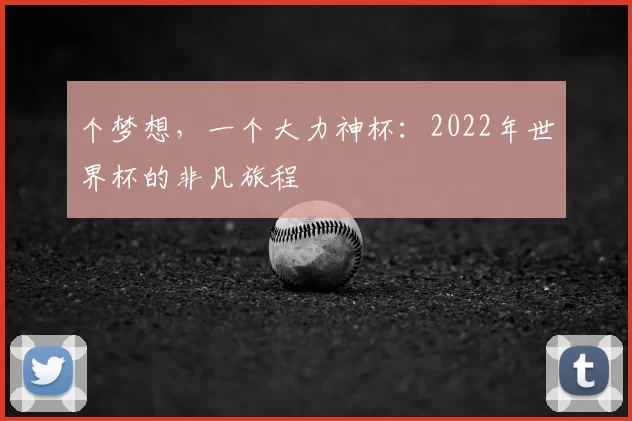 个梦想,一个大力神杯:2022年世界杯的非凡旅程
